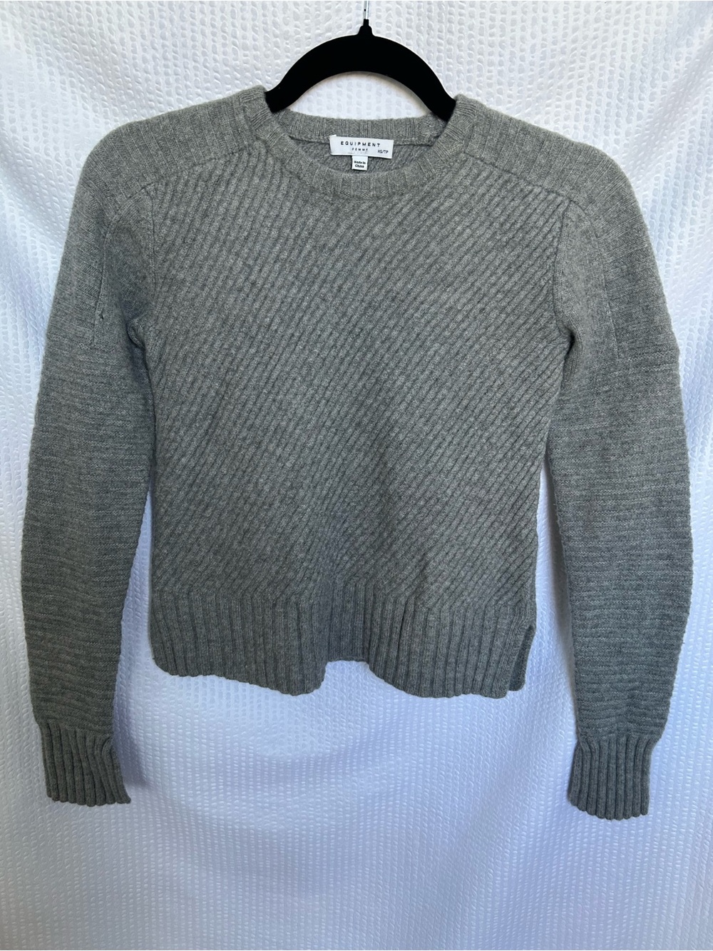 Equipment Gray Wool Cashmere Ribbed Crewneck Sweater Size XS